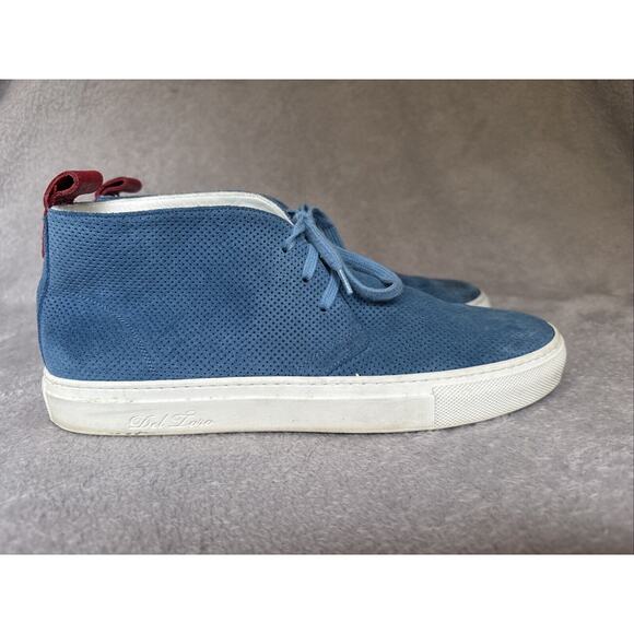 Del Toro Blue Suede Perforated Chukka Boots Men’s US 7.5 EU 40 Made In Italy - Picture 5 of 12